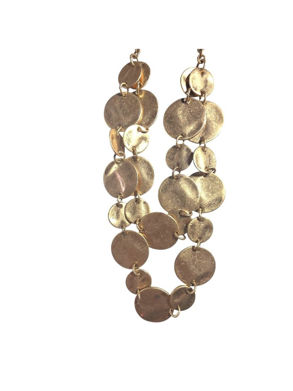 Statement Necklace Double Strand Disc Gold-Tone neutral womens jewelry